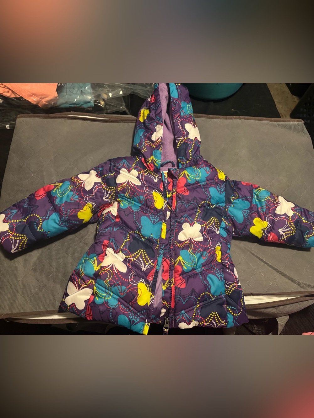 Purple Butterfly girls puffer jacket